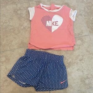 Nike Pink and Blue Matching Short & Tshirt Set